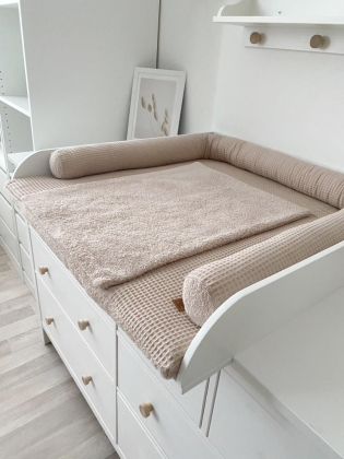 Wickelauflage mit abnehmbaren Bezug und wasserdichter Matratze - cappuccino